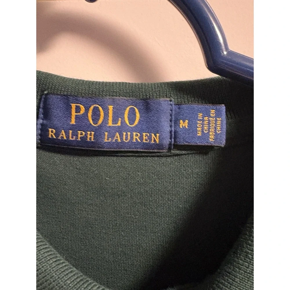 Polo Ralph Lauren Polo Shirt Mens Medium Green Red Pony Cotton Short Sleeve